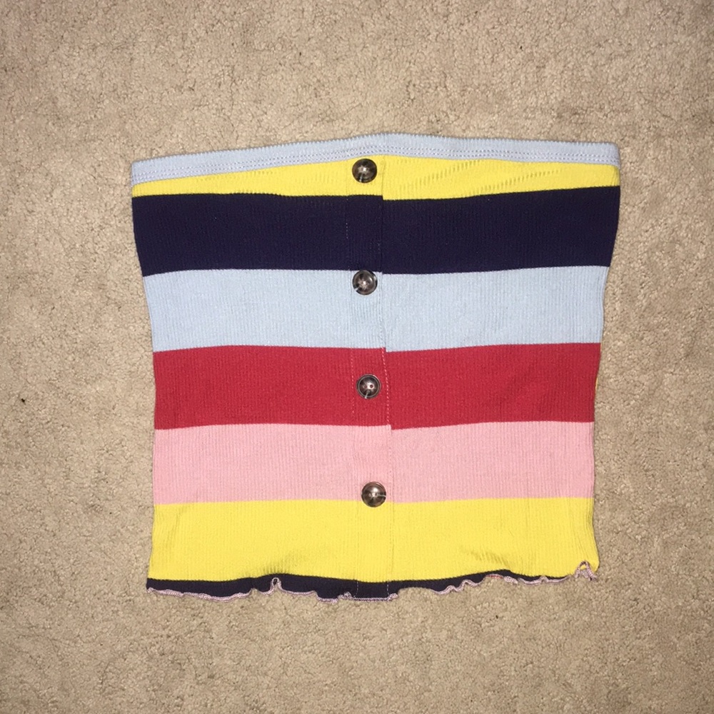 multicolored striped bandeau top